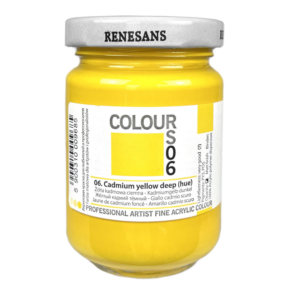 Acrylic paint Colours - Renesans - 06, Cadmium Yellow Deep, 125 ml