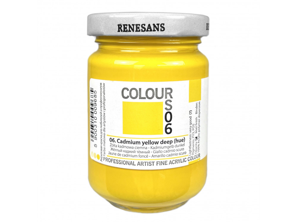 Acrylic paint Colours - Renesans - 06, Cadmium Yellow Deep, 125 ml