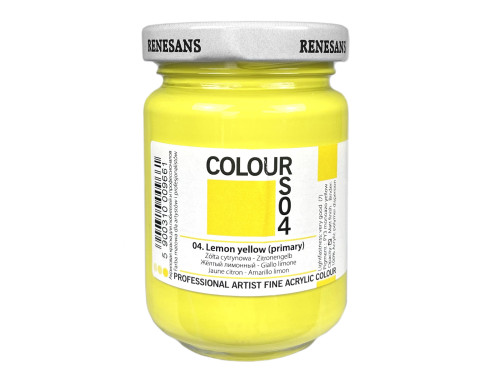 Acrylic paint Colours - Renesans - 04, Lemon Yellow Primary, 125 ml