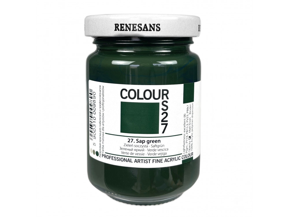 Farba akrylowa Colours - Renesans - 27, sap green, 125 ml