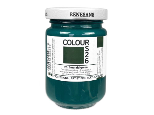 Acrylic paint Colours - Renesans - 26, Emerald Green, 125 ml