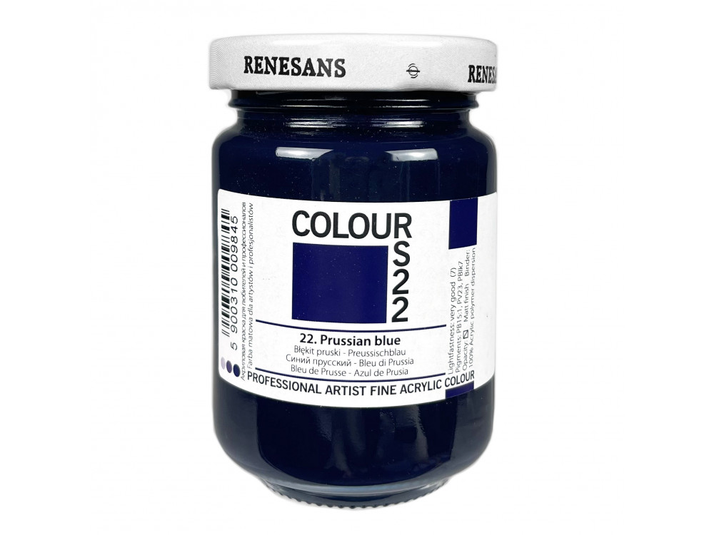 Acrylic paint Colours - Renesans - 22, Prussian Blue, 125 ml