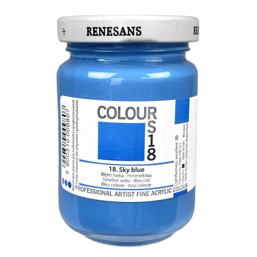 Acrylic paint Colours - Renesans - 18, Sky Blue, 125 ml