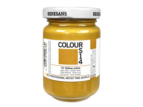 Acrylic paint Colours - Renesans - 14, Yellow Ochre, 125 ml