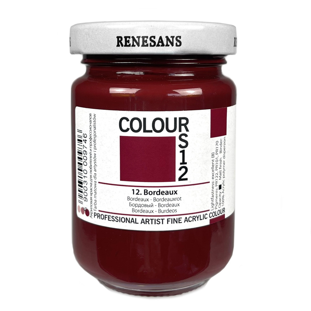 Acrylic paint Colours - Renesans - 12, Bordeaux, 125 ml