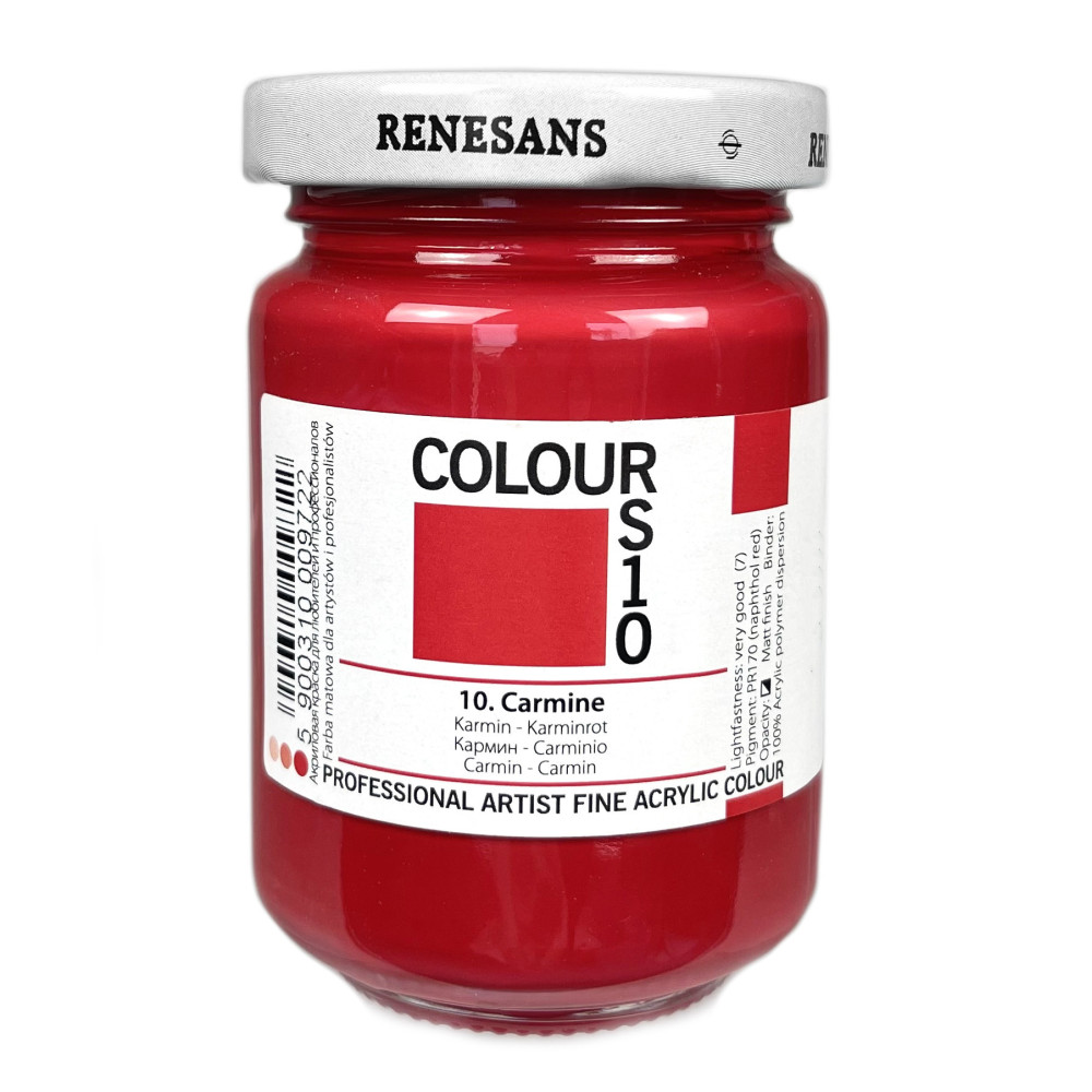Acrylic paint Colours - Renesans - 10, Carmine, 125 ml