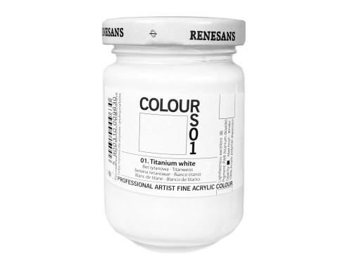 Acrylic paint Colours - Renesans - 01, Titanium White, 125 ml