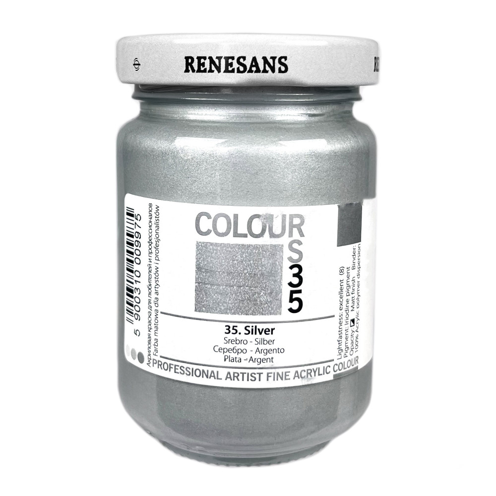 Acrylic paint Colours - Renesans - 35, Silver, 125 ml
