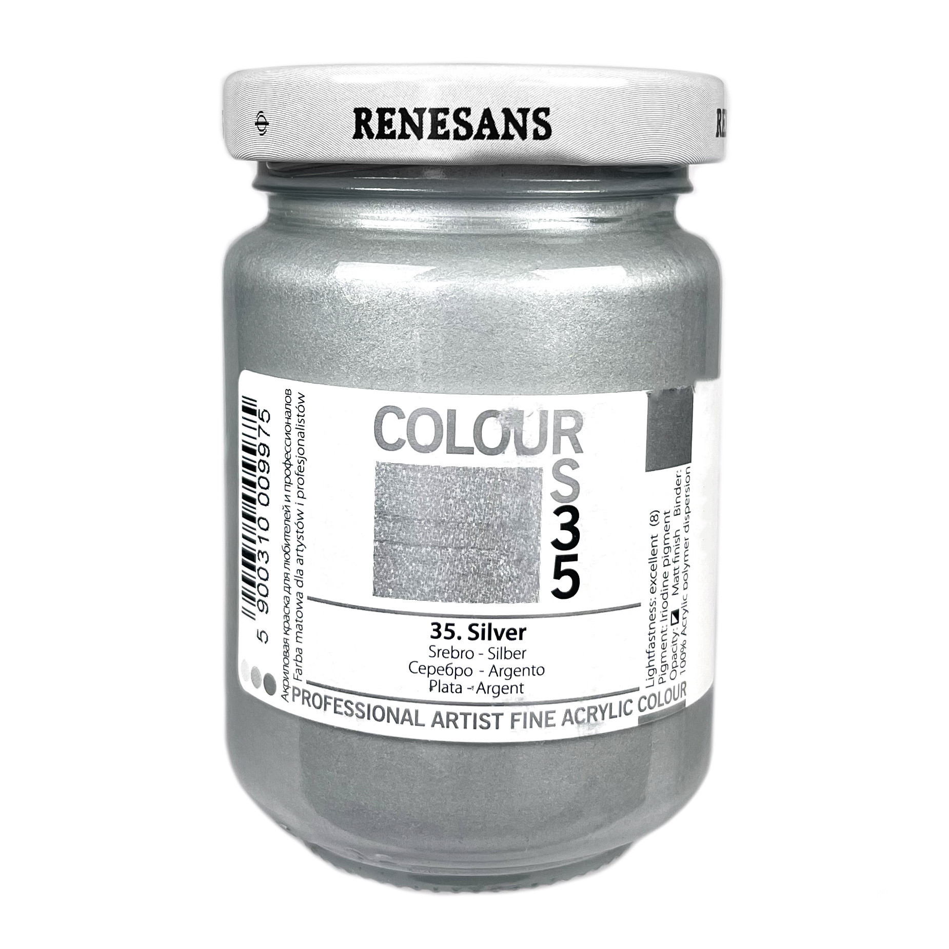 Acrylic paint Colours Renesans 35 Silver 125 ml