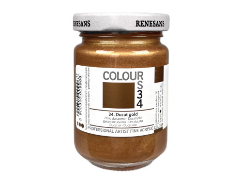 Acrylic paint Colours - Renesans - 34, Ducat Gold, 125 ml