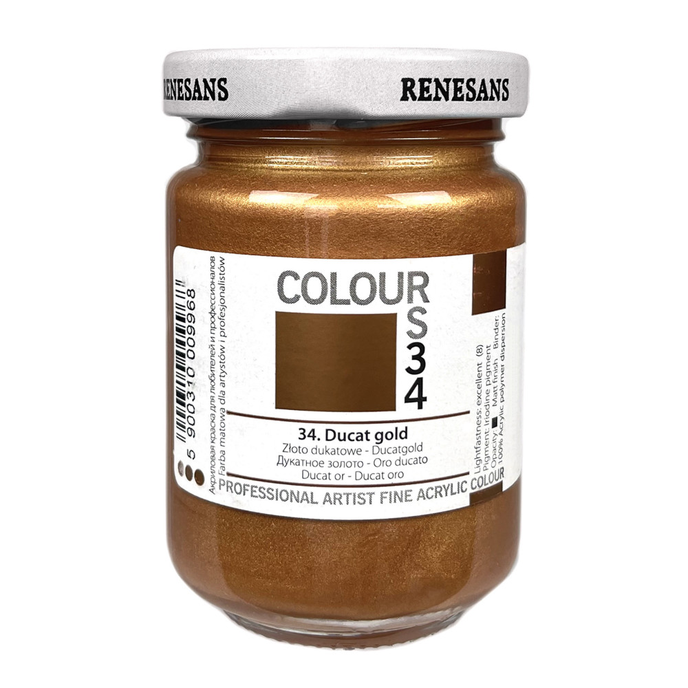 Acrylic paint Colours - Renesans - 34, Ducat Gold, 125 ml