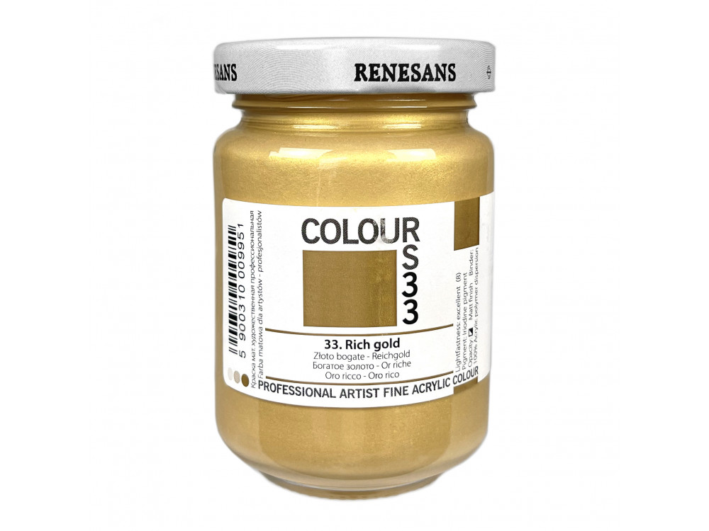 Acrylic paint Colours - Renesans - 33, Rich Gold, 125 ml