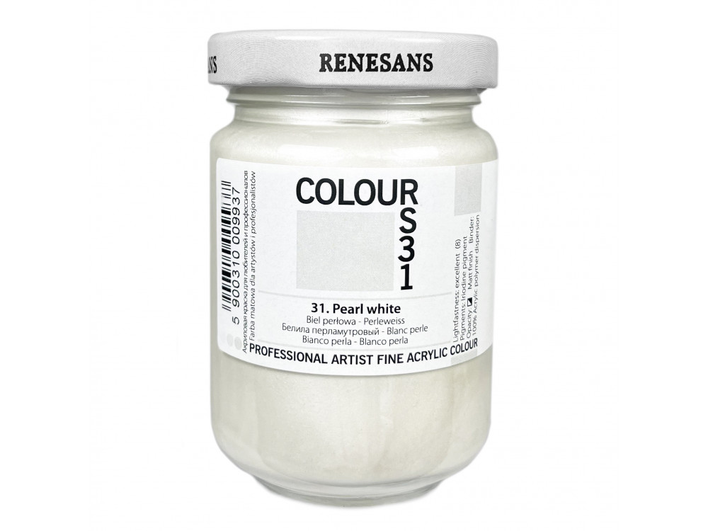 Acrylic paint Colours - Renesans - 31, Pearl White, 125 ml