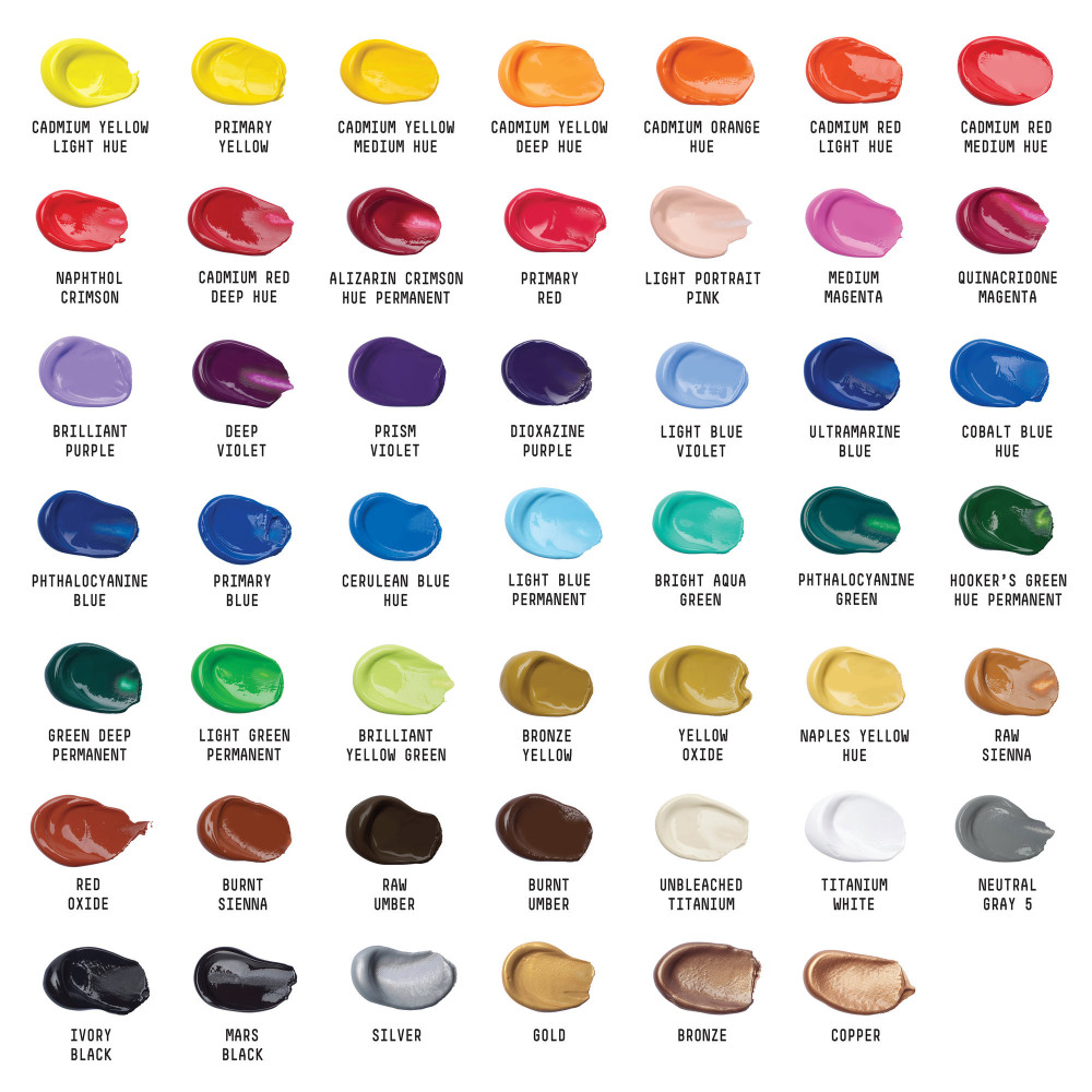 Zestaw farb akrylowych Basics Acrylic - Liquitex - 48 kolorów x 22 ml