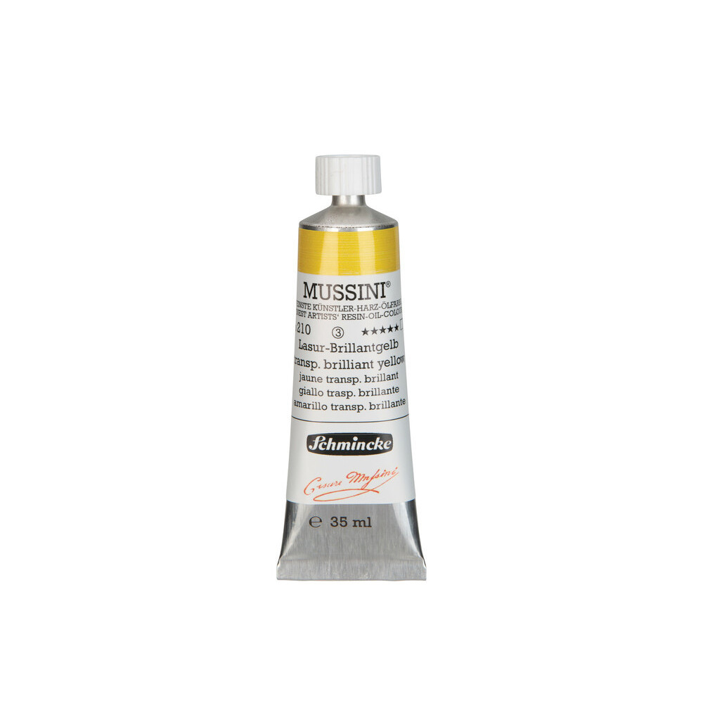 Mussini resin-oil paints - Schmincke - 210, Transparent Yellow Brilliant, 35 ml