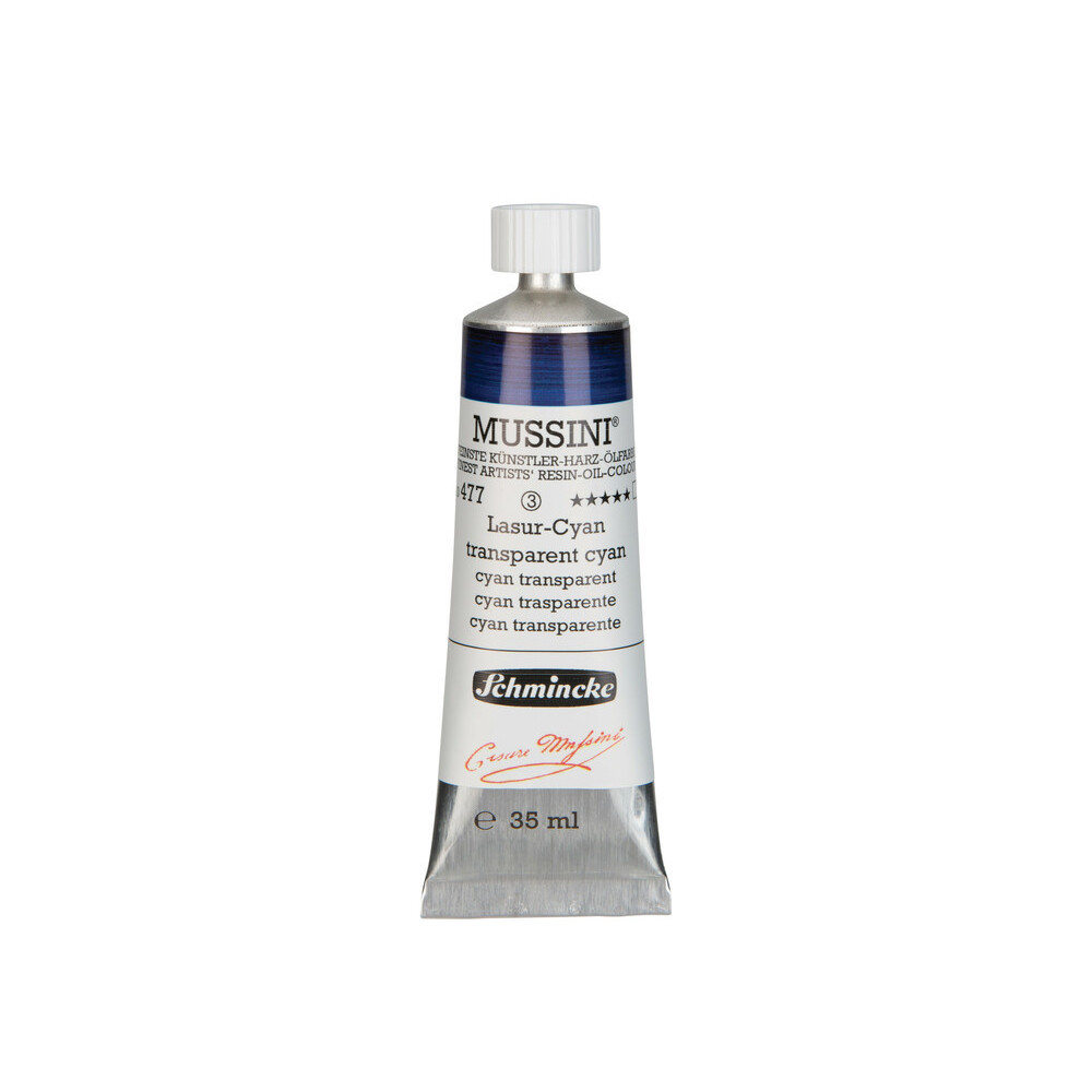 Farba olejna Mussini - Schmincke - 477, Transparent Cyan, 35 ml