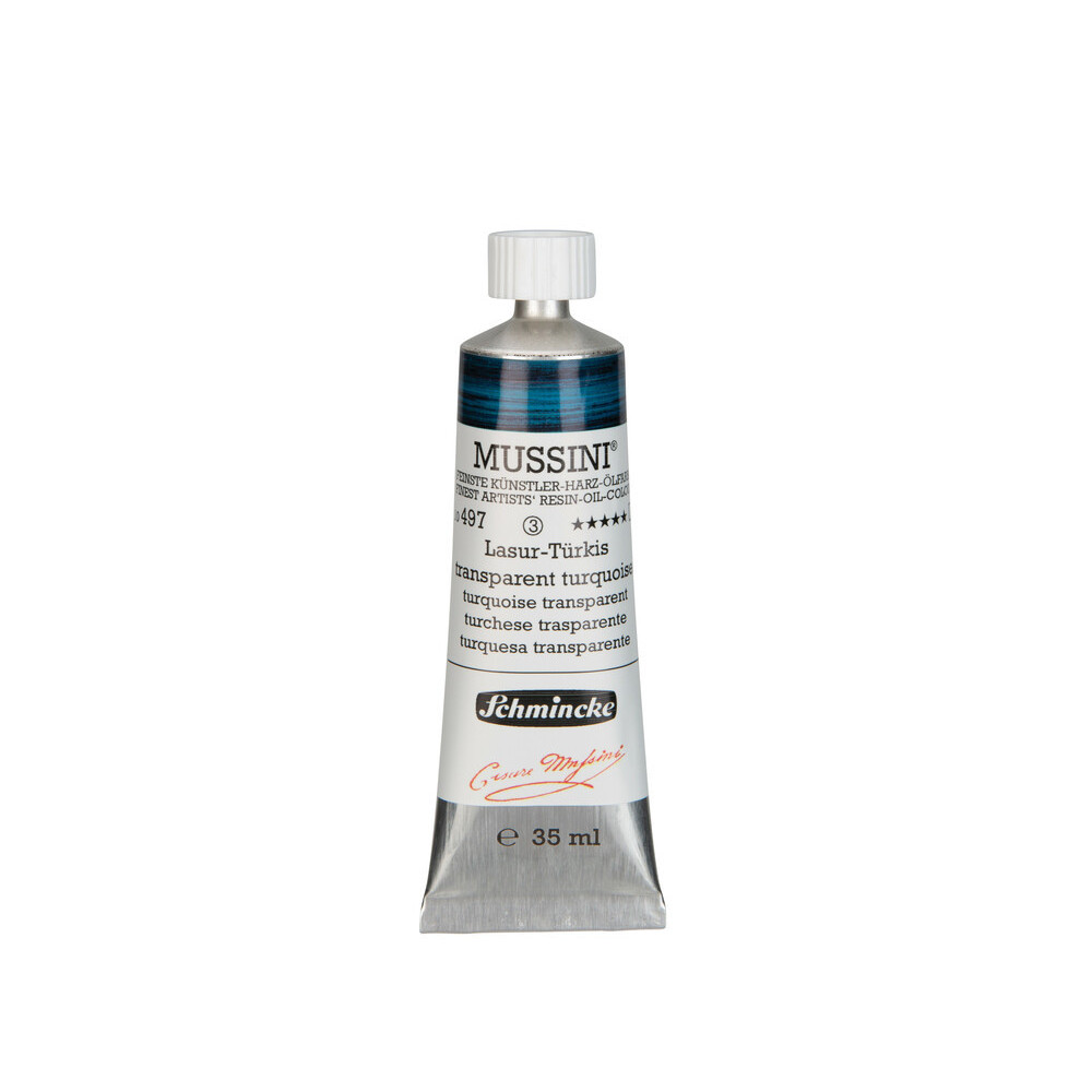 Mussini resin-oil paints - Schmincke - 497, Transparent Turquoise, 35 ml