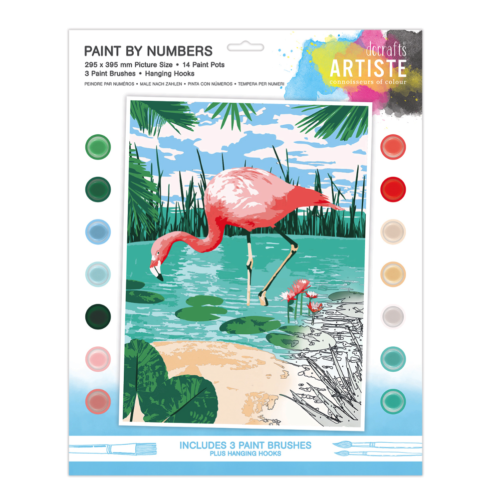 Set for painting by numbers Artiste - doCrafts - Tropical Flamingo