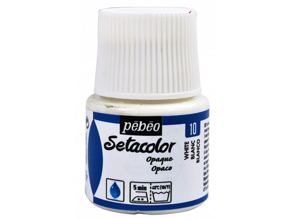 Farba do tkanin Setacolor Opaque - Pébéo - White, 45 ml