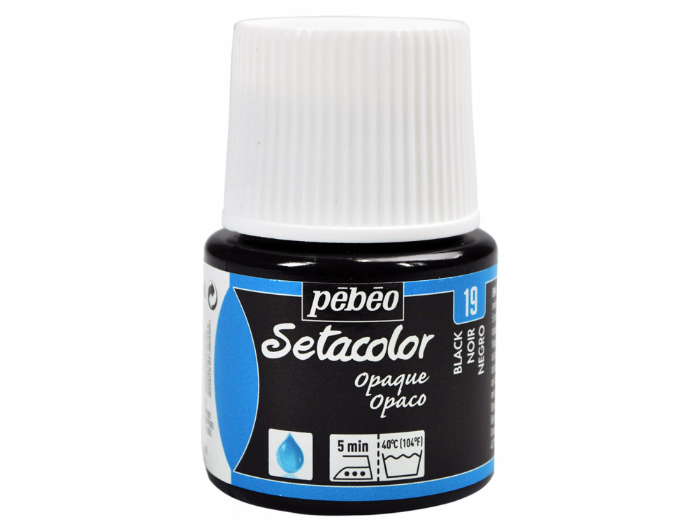 Farba do tkanin Setacolor Opaque - Pébéo - Black, 45 ml