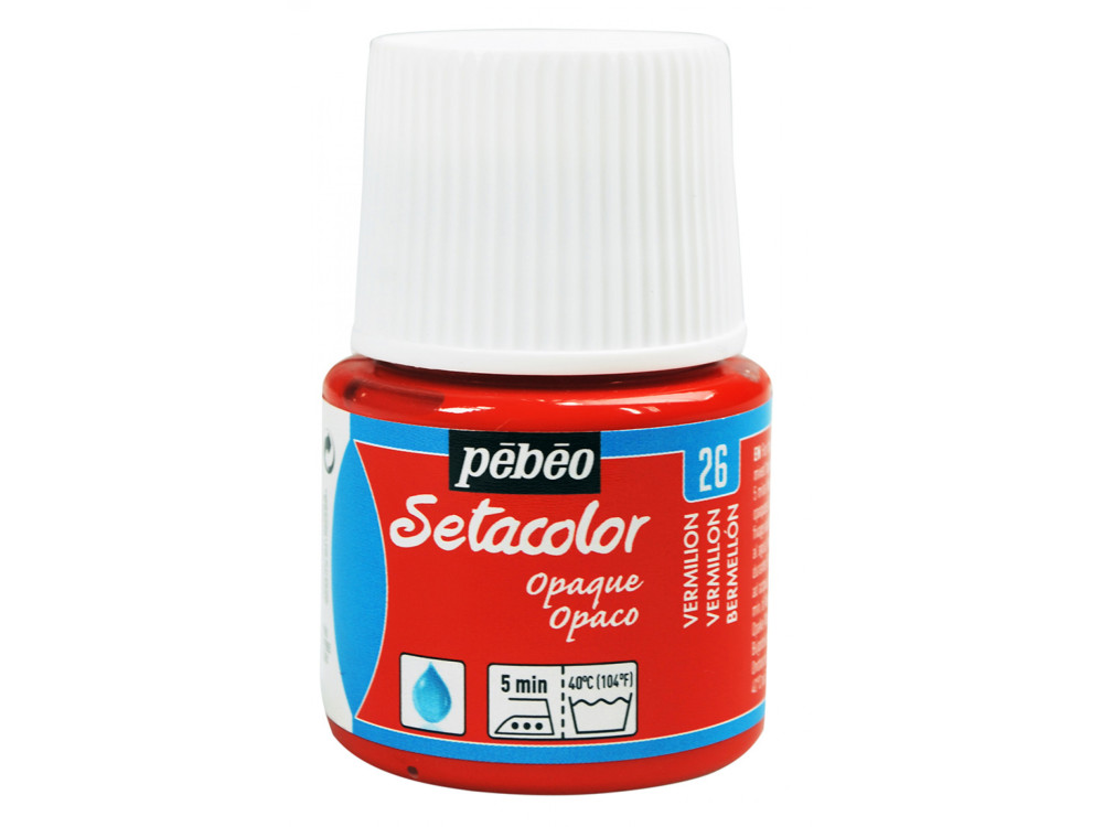 Setacolor Opaque paint for fabrics - Pébéo - Vermilion, 45 ml
