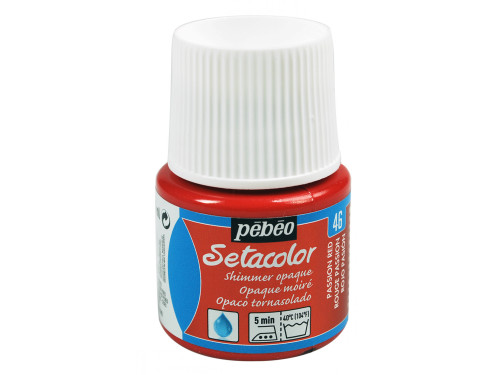 Farba do tkanin Setacolor Shimmer Opaque - Pébéo - Passion Red, 45 ml