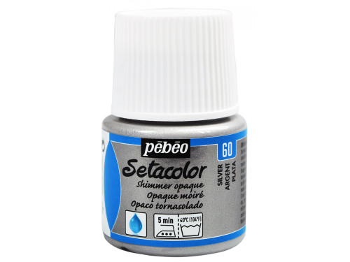 Farba do tkanin Setacolor Shimmer Opaque - Pébéo - Silver, 45 ml
