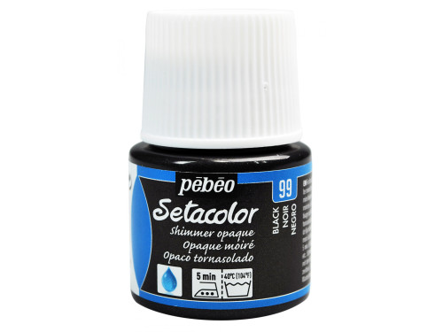 Farba do tkanin Setacolor Shimmer Opaque - Pébéo - Black, 45 ml