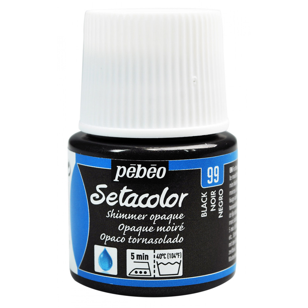 Farba do tkanin Setacolor Shimmer Opaque - Pébéo - Black, 45 ml