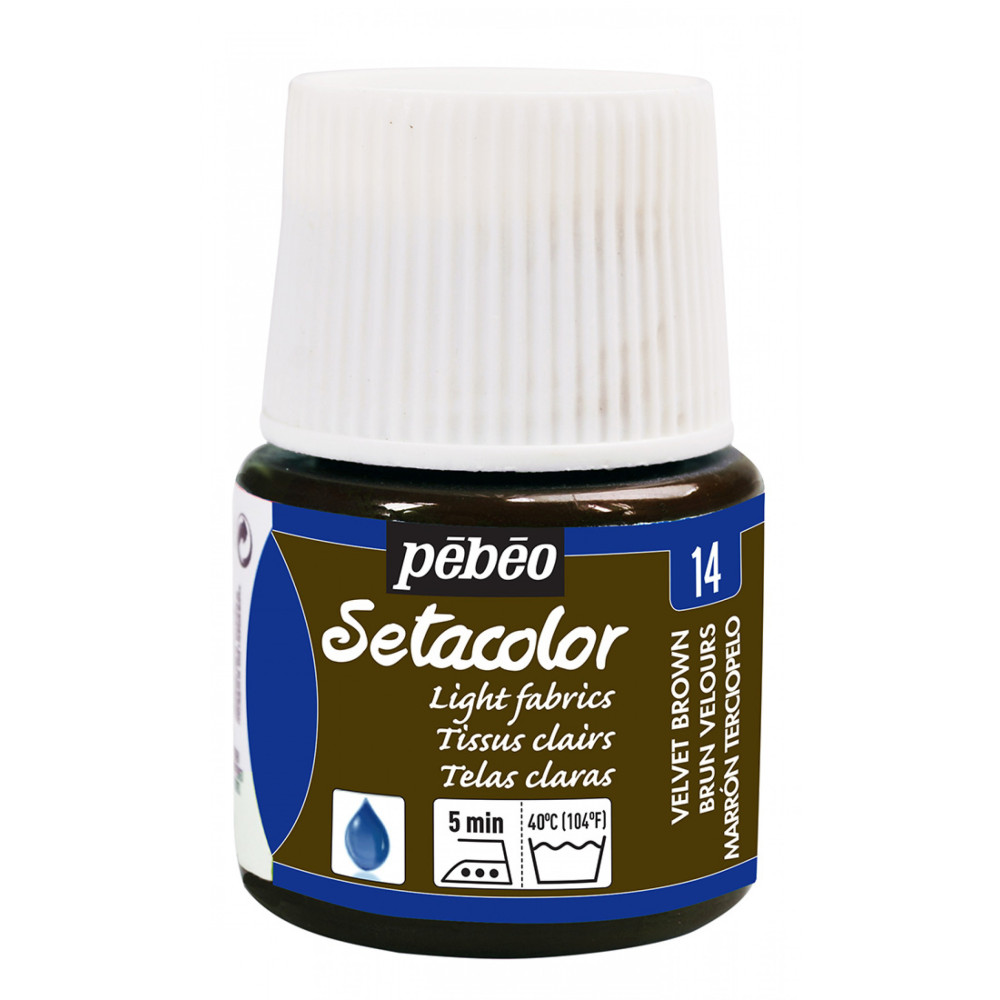 Farba do tkanin Setacolor Light Fabrics - Pébéo - Velvet Brown, 45 ml