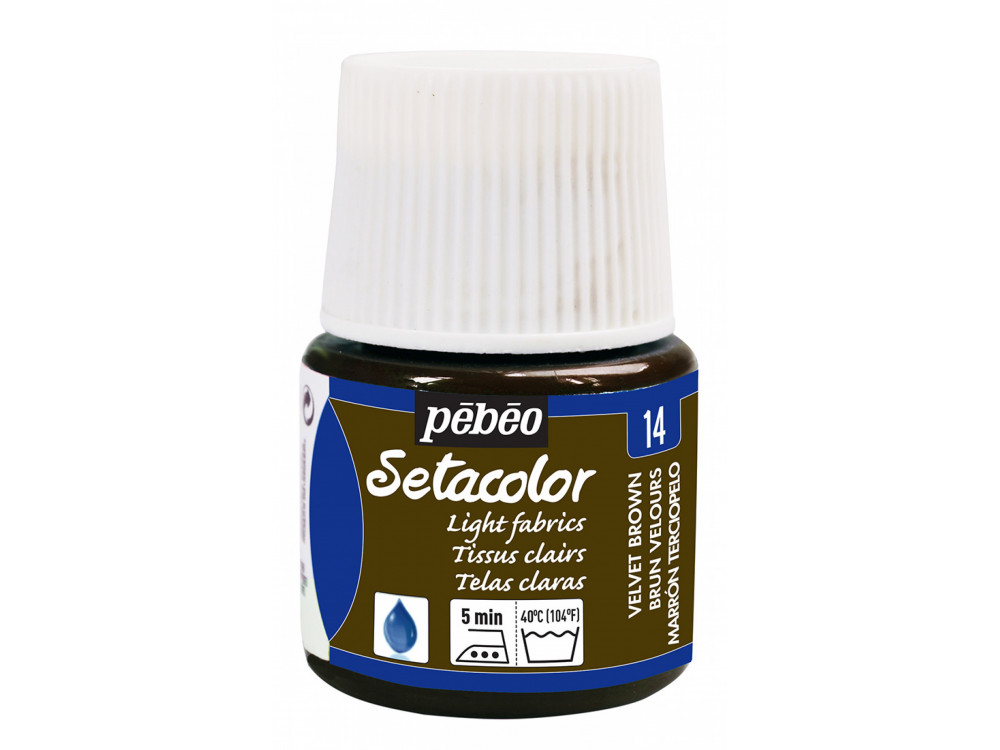 Farba do tkanin Setacolor Light Fabrics - Pébéo - Velvet Brown, 45 ml