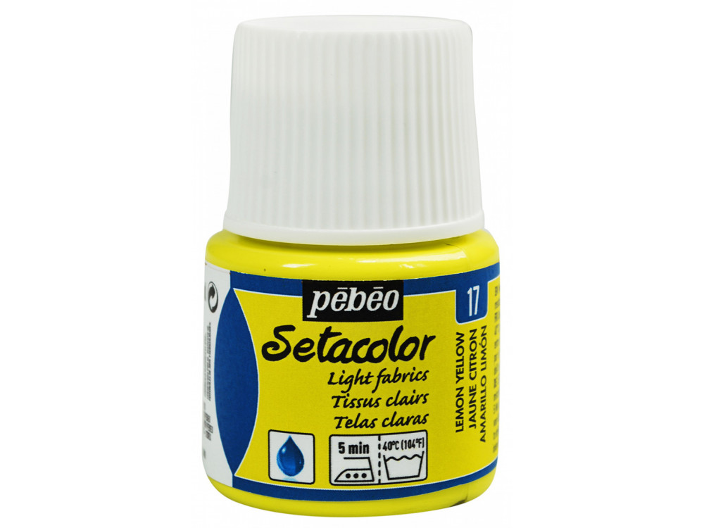 Farba do tkanin Setacolor Light Fabrics - Pébéo - Lemon Yellow, 45 ml
