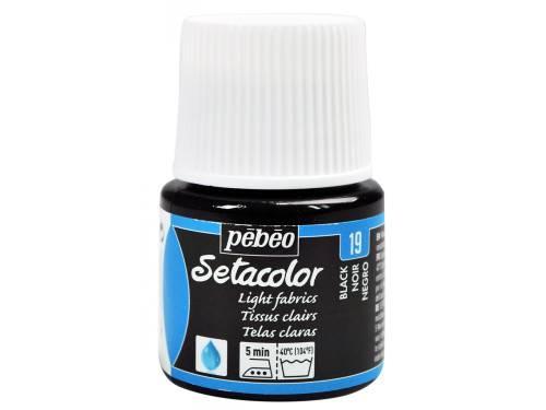 Setacolor paint for light fabrics - Pébéo - Black, 45 ml