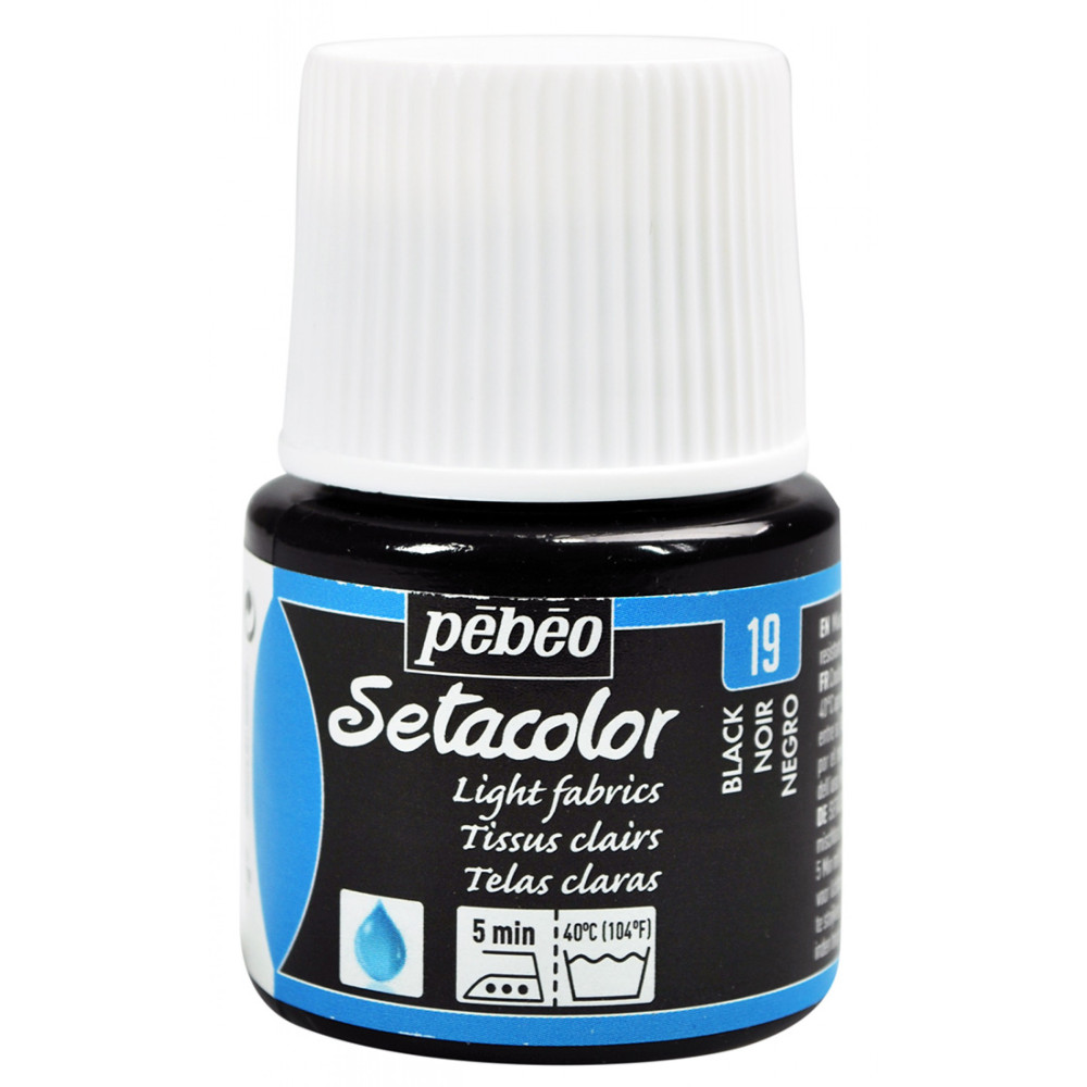 Setacolor paint for light fabrics - Pébéo - Black, 45 ml