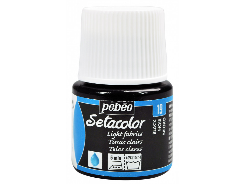 Farba do tkanin Setacolor Light Fabrics - Pébéo - Black, 45 ml