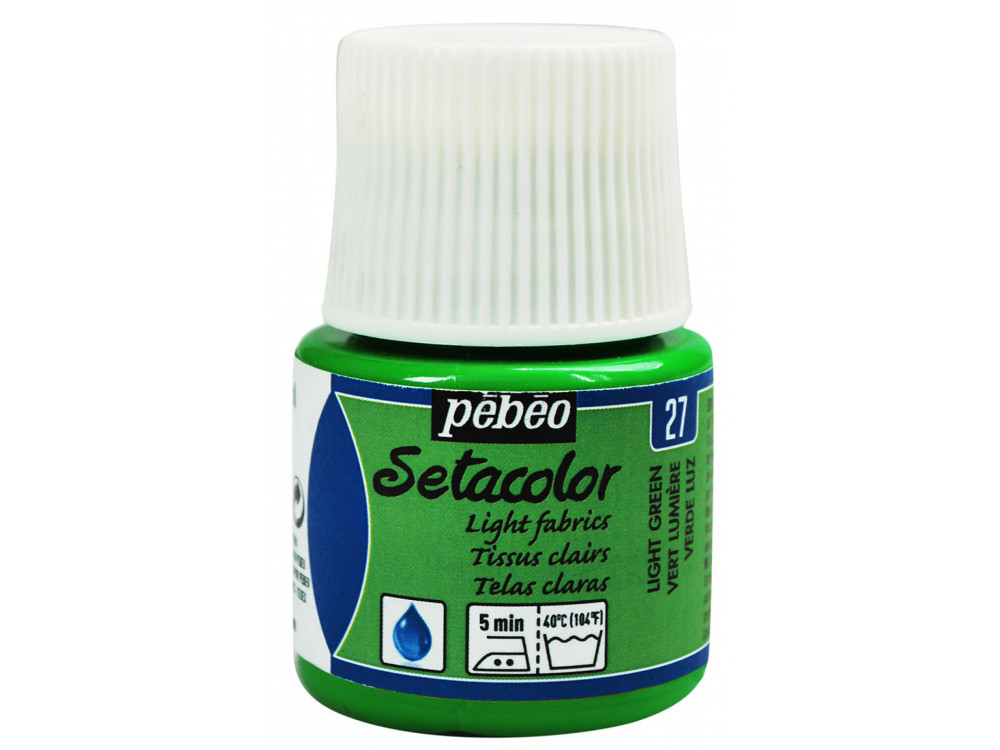 Farba do tkanin Setacolor Light Fabrics - Pébéo - Light Green, 45 ml