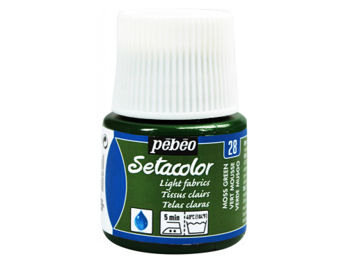 Farba do tkanin Setacolor Light Fabrics - Pébéo - Moss Green, 45 ml