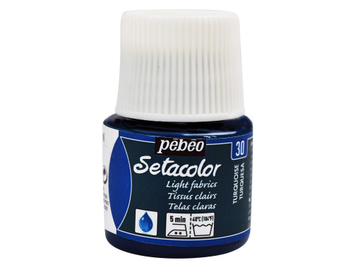 Farba do tkanin Setacolor Light Fabrics - Pébéo - Turquoise, 45 ml