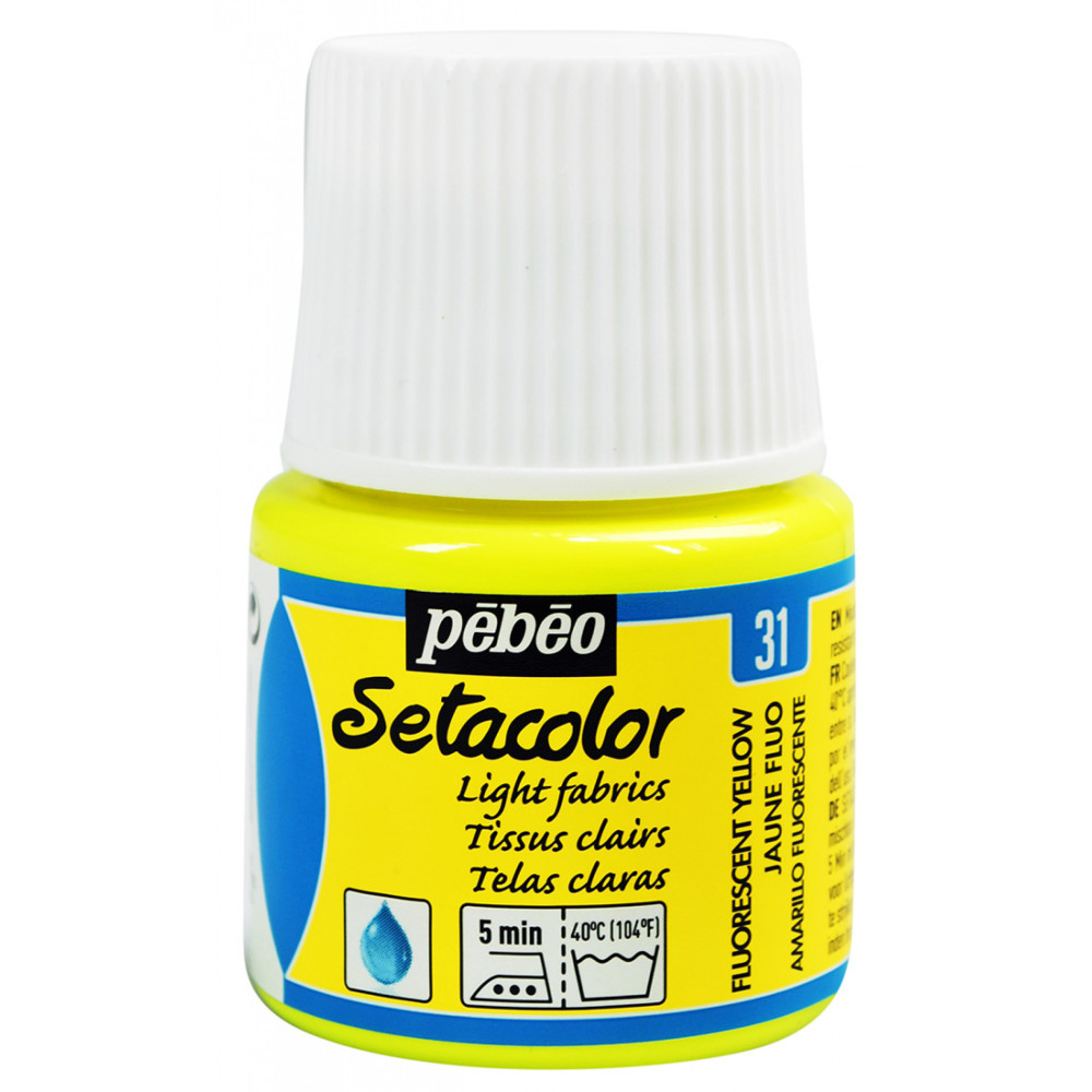 Setacolor paint for light fabrics - Pébéo - Fluorescent Yellow, 45 ml