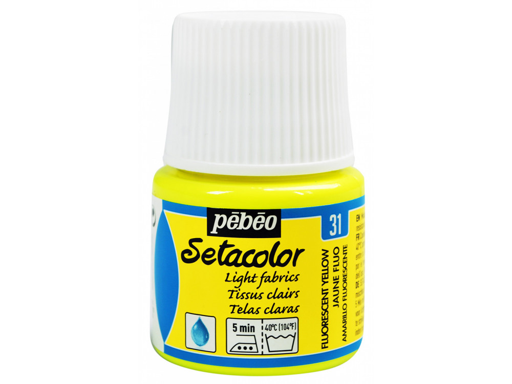Farba do tkanin Setacolor Light Fabrics - Pébéo - Fluorescent Yellow, 45 ml