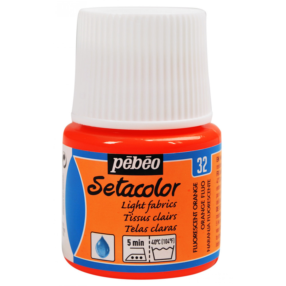 Setacolor paint for light fabrics - Pébéo - Fluorescent Orange, 45 ml