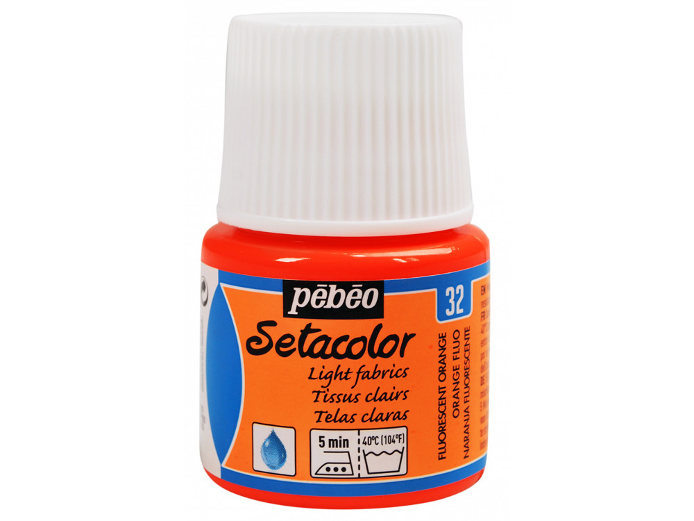 Farba do tkanin Setacolor Light Fabrics - Pébéo - Fluorescent Orange, 45 ml