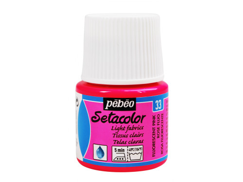 Farba do tkanin Setacolor Light Fabrics - Pébéo - Fluorescent Pink, 45 ml