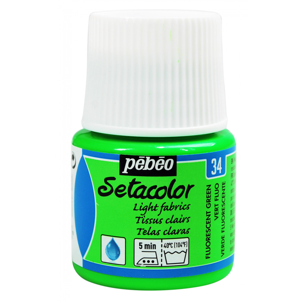 Setacolor paint for light fabrics - Pébéo - Fluorescent Green, 45 ml
