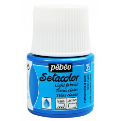 Farba do tkanin Setacolor Light Fabrics - Pébéo - Fluorescent Blue, 45 ml