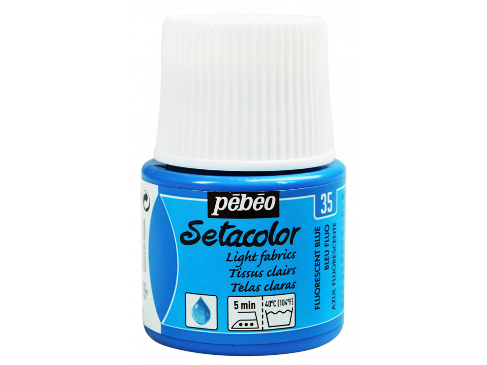 Farba do tkanin Setacolor Light Fabrics - Pébéo - Fluorescent Blue, 45 ml