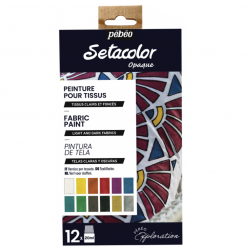 Zestaw farb do tkanin Setacolor Opaque - Pébéo - 12 kolorów x 20 ml