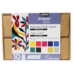 Zestaw farb do tkanin Setacolor Light Fabrics - Pébéo - 10 kolorów x 45 ml