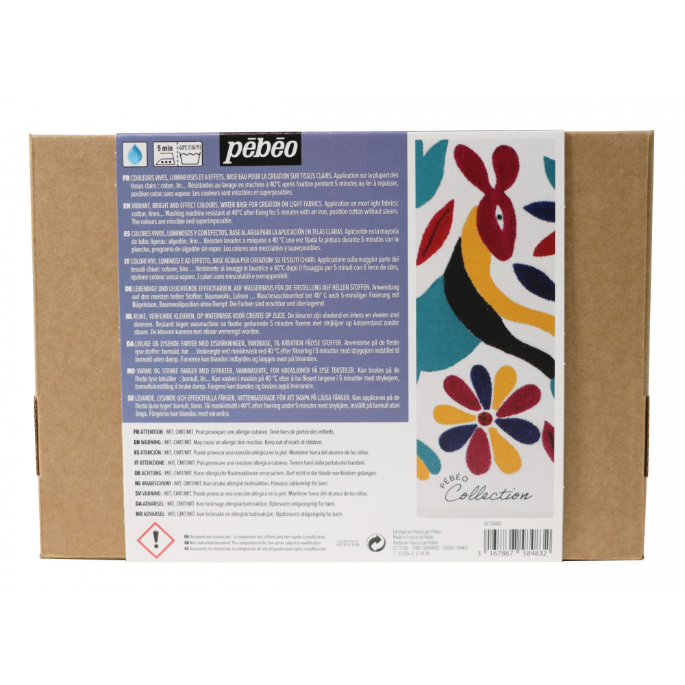 Set of Setacolor paints for light fabrics - Pébéo - 10 colors x 45 ml