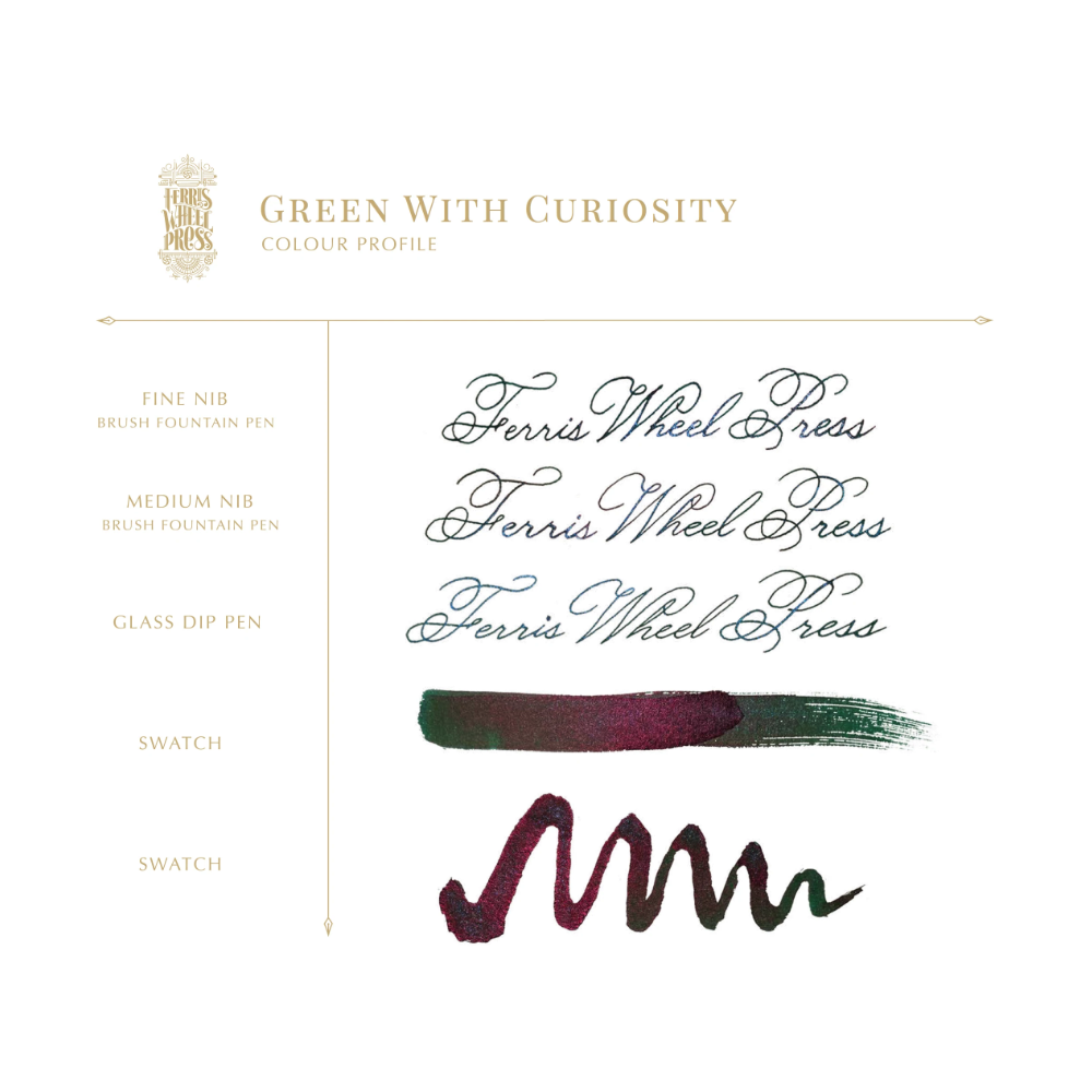 Calligraphy ink FerriTales - Ferris Wheel Press - Green with Curiosity, 20 ml